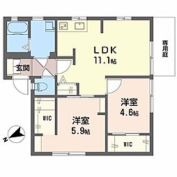 T'sレーヴィンス 2LDKの間取図画像
