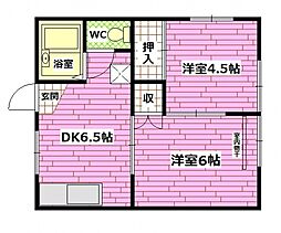 森元コーポB棟 2DKの間取図画像