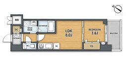 S-RESIDENCE広島駅enable 1LDKの間取図画像