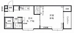 ポールスター高田 1DKの間取図画像