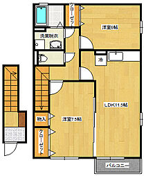 セジュール櫻　C棟 2階2LDKの間取り