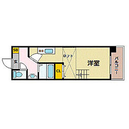 グラビスコート紙屋町 9階1Kの間取り