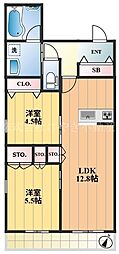 グランベルデ 2LDKの間取図画像