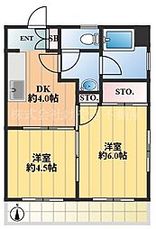 杉本マンション 2DKの間取図画像