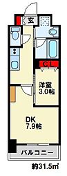 筑豊電気鉄道 穴生駅 徒歩3分の賃貸マンション 7階1LDKの間取り