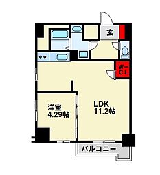 JR鹿児島本線 枝光駅 徒歩11分の賃貸マンション 10階1LDKの間取り