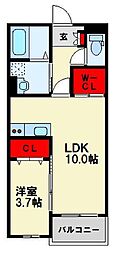 カーサガーデン相生町 1LDKの間取図画像