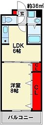 サンピア紅梅 1LDKの間取図画像