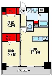 ウイングス熊手 2LDKの間取図画像