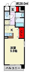 アンフレーシュ 1Kの間取図画像