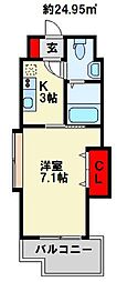 プレステージデルクラシック 1Kの間取図画像