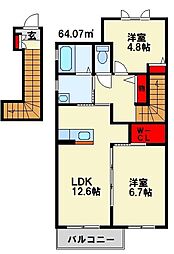 シャーメゾン楠木 2LDKの間取図画像