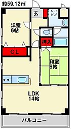 フォレストヴィラ別所町 2LDKの間取図画像