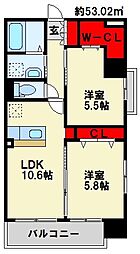 ウイン黒崎 2LDKの間取図画像