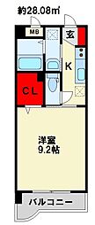 エヴァーグリーンM 1Kの間取図画像
