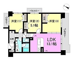 藤和ハイタウン和白丘2 3LDKの間取図画像