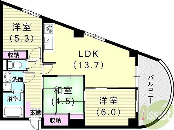 ステラ田中町 ｜兵庫県神戸市東灘区田中町2丁目(賃貸マンション3LDK・3階・64.62㎡)の写真 その2