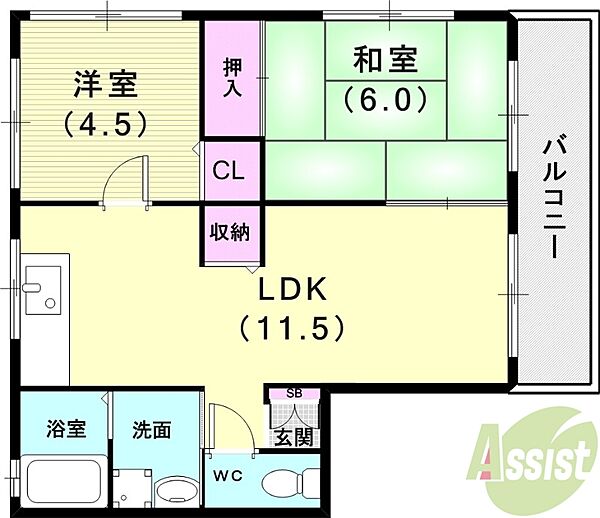 プリマベーラ芦屋 ｜兵庫県芦屋市浜町(賃貸アパート2LDK・2階・50.08㎡)の写真 その2