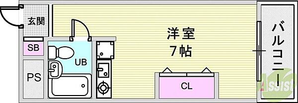 リモージュ岡本 ｜兵庫県神戸市東灘区岡本2丁目(賃貸マンション1R・3階・19.00㎡)の写真 その2