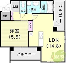 SAKURA  ｜ 兵庫県芦屋市茶屋之町（賃貸マンション1LDK・2階・49.02㎡） その2