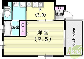 SANJU II  ｜ 兵庫県西宮市津田町（賃貸マンション1K・2階・26.45㎡） その2