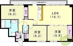 ピークI  ｜ 兵庫県西宮市老松町15-14（賃貸マンション3LDK・3階・76.44㎡） その2