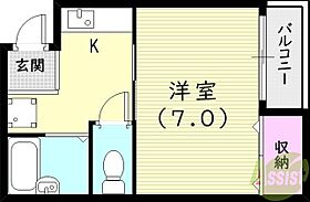 サンクレールII  ｜ 兵庫県西宮市上甲子園1丁目1-16（賃貸タウンハウス1K・3階・20.70㎡） その2