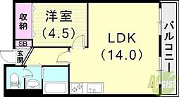 サンパレス21六甲2 1LDKの間取図画像