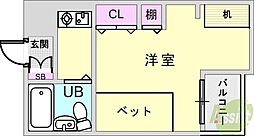 ラフェブランシュ岡本 1Kの間取図画像