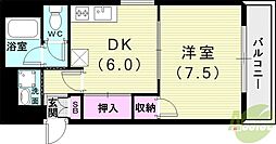 柳川ビル 1DKの間取図画像