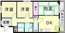 青木グリーンハイツ 3DKの間取図画像