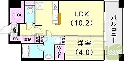 アーバネックス神戸六甲 1LDKの間取図画像