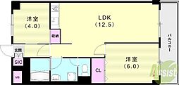 六甲北中ビル 2LDKの間取図画像