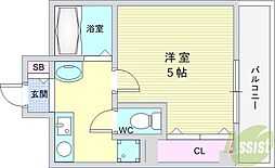 山田マンション 1Kの間取図画像