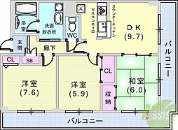 アイビーハイツ 3DKの間取図画像