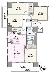 クリオレジダンス新さっぽろウエスト 4LDKの間取図画像