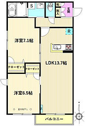 ベルモア 2LDKの間取図画像
