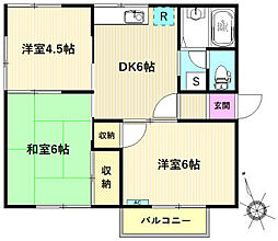 アネックス宮田 3DKの間取図画像