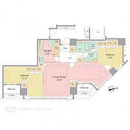 プラウドタワー白金台 2LDKの間取図画像