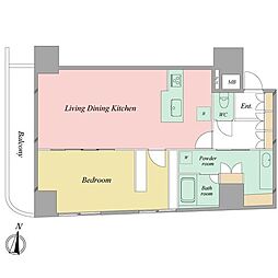 西新宿ダイヤモンドパレス 1LDKの間取図画像