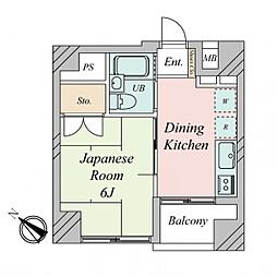 セントラルヴィラ千駄木 1Kの間取図画像