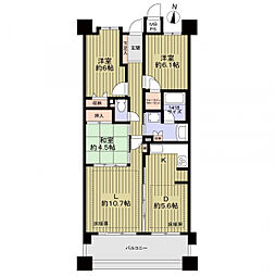 アソシアード神宮東参番館 3LDKの間取図画像