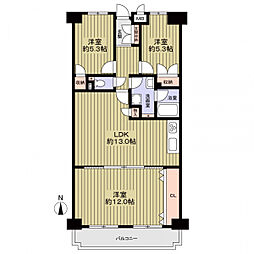 ユーハウス神宮公園A棟 3LDKの間取図画像