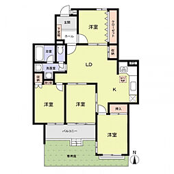 三旺マンション第5原 4LDKの間取図画像