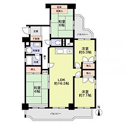 サンヴェールひょうたん山 4LDKの間取図画像