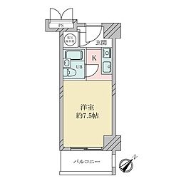 カサベラエステ三宮 ワンルームの間取図画像