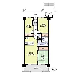 さやま遊園グランドハイツC棟 3LDKの間取図画像