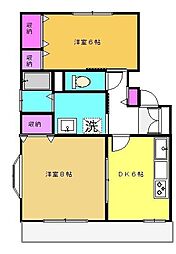 リベラルオーシャン 2DKの間取図画像