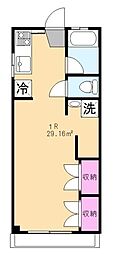 ラ・ルーシュ北斗 ワンルームの間取図画像