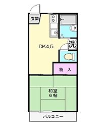 コーポ並木 1Kの間取図画像